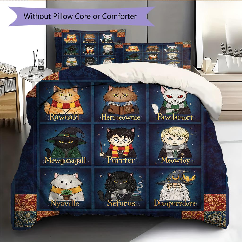 Cartoon Pattern Bedding Quilt Set Quilt Cover Pillowcase Home Decoration Birthday Gift (1 * duvet cover + 2 * pillowcase, without core)
