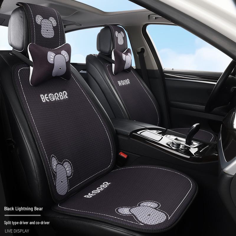 Universal Cartoon Linen Car Seat Cushion - Warm, Stylish, Four Seasons Comfort