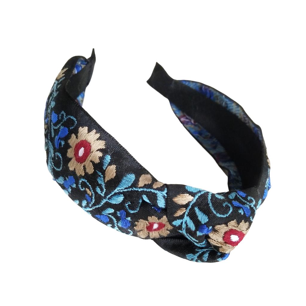 Mexican Embroidery Flower Headband Knotted Hairband for Women and Girls Perfect for Cinco de Mayo and Party Outfit