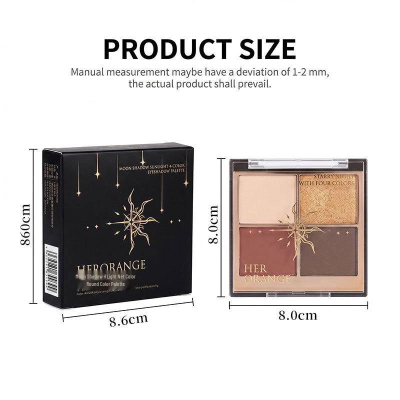 Moon Shadow Sunlit 4-Color Eyeshadow Palette: Waterproof, Sweatproof, Long-Lasting, Easy To Apply, Versatile for Everyday Use.