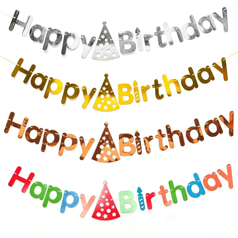 Complete Happy Birthday Decor Kit Colorful Letter Banner Hat Garland for Baby Shower Birthday Party Decorations
