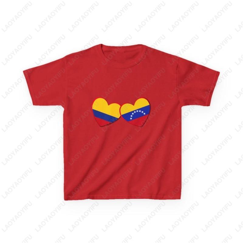 

Colombian Venezuelan Flag Heart Youth TShirt Colombia Venezuela Graphic Shirts Fashion Harajuku Unisex Cotton Shortsleeve Tees 4XL