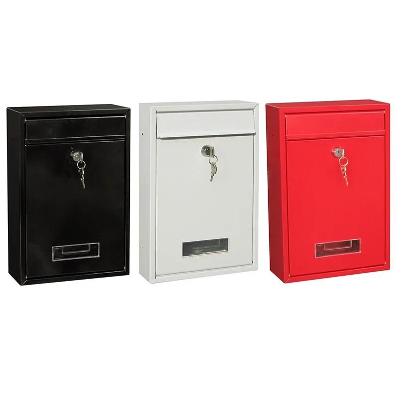 Lockable Wall-Mounted Iron Letter Box - with Key/Password, Outdoor Mailbox for Wall (WF)