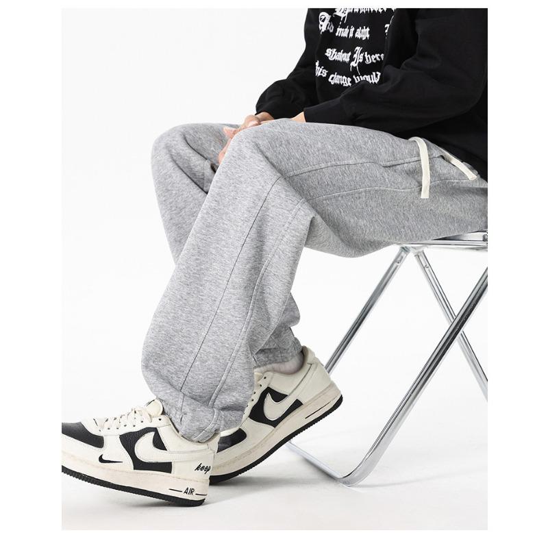Men's Gray Heather Drawstring Joggers - Oversized Casual Streetwear Sweatpants with Elastic Cuffs