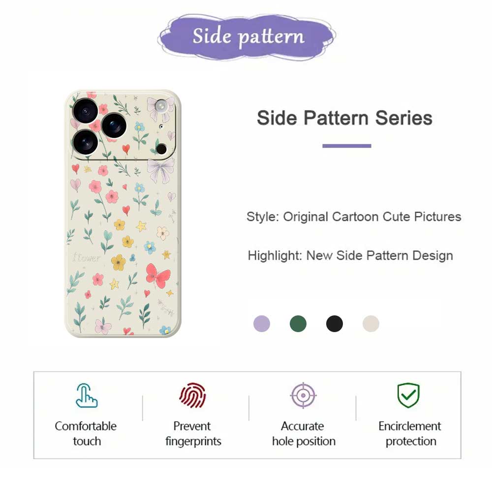 For iPhone 17 Pro Case Floral Bow Pattern Printing Straight Edge TPU Phone Back Cover