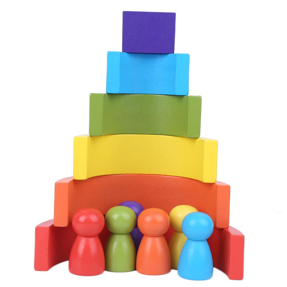 Building Blocks Toy Set Wooden Arch Stacker Baby Creativity Infant Educational Toys(Blocks Small