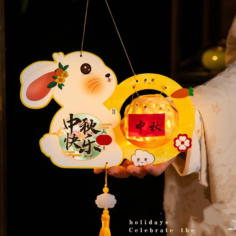 Cartoon Middle Autumn Festival Lantern DIY Craft Hanging Rabbit Lamps  Gift