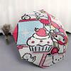 My Melody & Pochacco Strawberry Cake Design Automatic 3-Fold Cartoon Umbrella Design, Cute Cartoon Pattern, Portable Outdoor Umbrella, Perfect, Holida