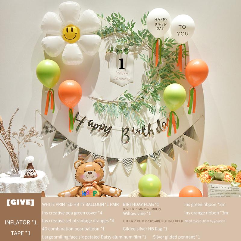 Baby'S 1St Birthday Decorates Ins Fengsen Net Red Balloon Decoration Background Wall Scene Decorates Party Supplies