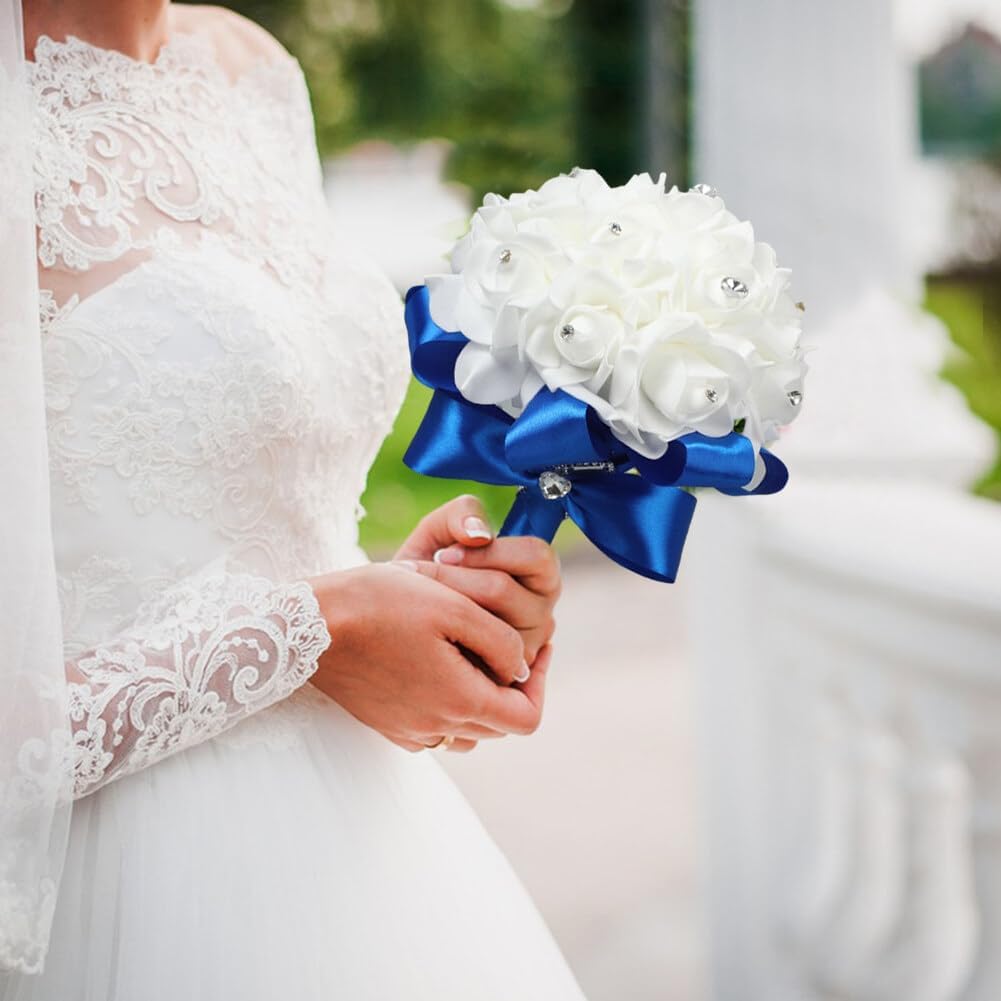 Hand Flower Toss Rose Wedding Pe Foam Simulation Bouquet Sparkling Rhinestone Jewelry Hand Flower Toss Bouquet Diamond