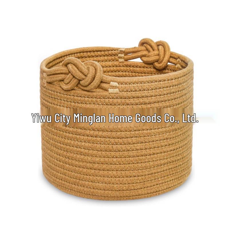 Round 8-Shaped Cotton Rope Storage Basket with Handle - Flower Pot & Toy Holder