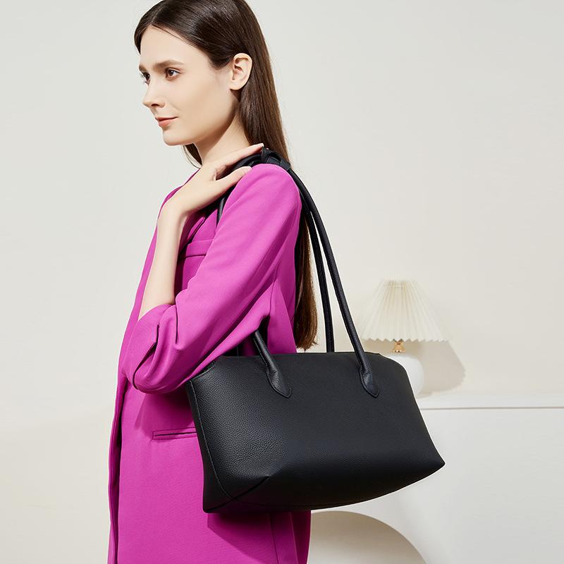 Niche Minimalist New High End Genuine Leather Women's Bag Tote Bag French Cowhide Underarm Bag Shoulder Bag Commuting
