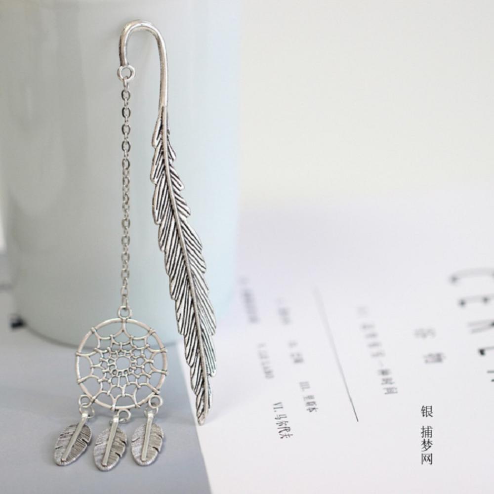 Metal Bookmark Feather Pendant Book Page Mark Student Stationery School Supplies Bookmarks Gift Book Marker Escolar Papelaria