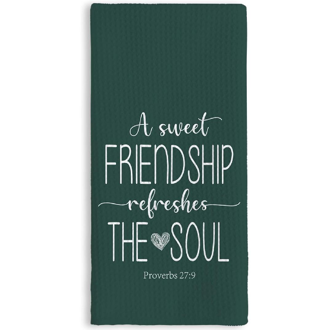 TNUW Christian Gifts for Women - A Sweet Friendship Refreshes The Soul Kitchen Towels 16X24In, Gifts for Friend Women, Friends Gifts, Friendship бутылочная зеленый
