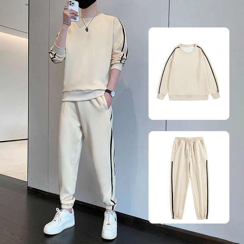 Męski Modny Zestaw Dwuczęściowy Bluza z Okrągłym Dekoltem i Spodnie Dresowe na Jesień/Zimę