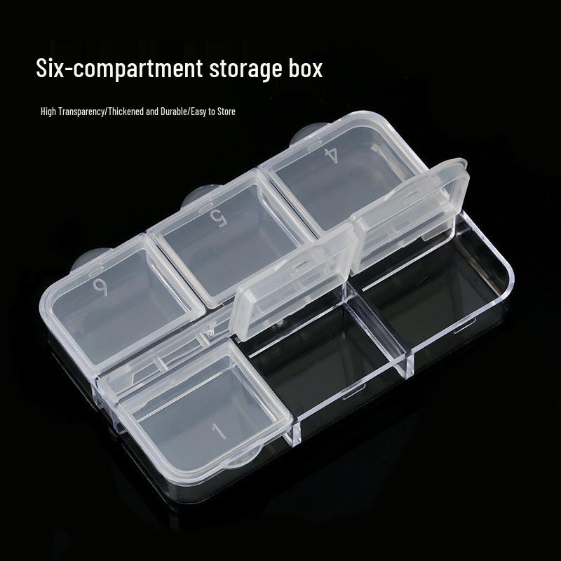

Transparent 6-Compartment Nail Art & Jewelry Storage Box with Removable Lids