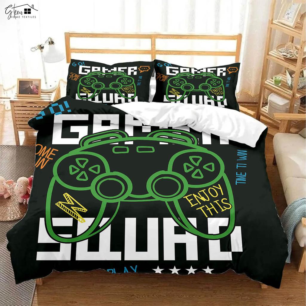 Cool E-Sports Game Controller 3d Printed Quilt Cover Children's Gift Bedding Set Quilt Cover Pillowcase Three-Piece Set