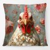 European Chicken Rooster with Glasses Portrait Poster Cushion Covers Hand Painting Pillowcase