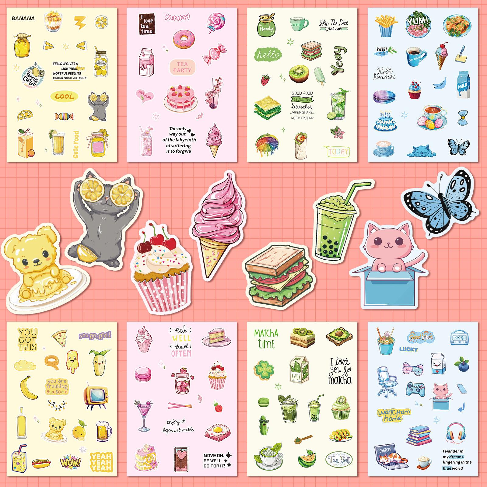 

8 Photos/set of Salt Ins Macaron Color Puzzle Stickers Ice Cream Bear Simple DIY Hand Card