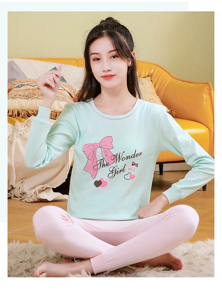Teen Boys' Autumn Cotton Clothes Set: Thin Style Underwear and Wool Shirt for Junior High Students