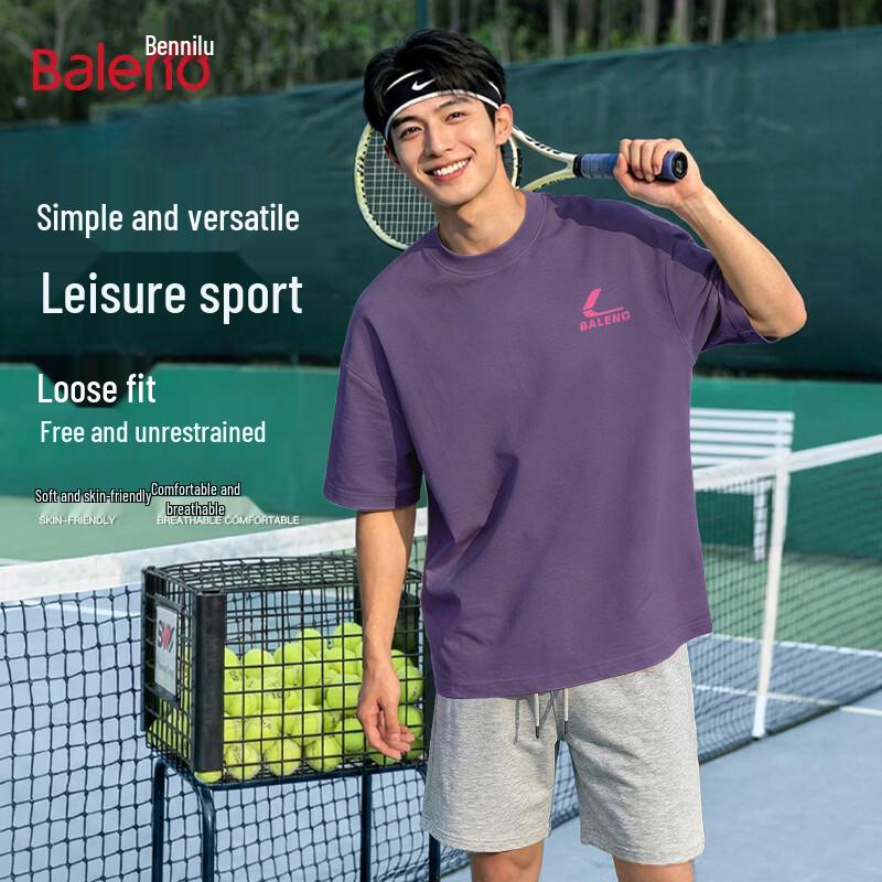 

Baleno Men s Pure Cotton Short Sleeve T-Shirt with Curved Text XL