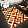 Modern Plaid Pattern Carpet In Brown and Orange, Minimalist Style Rug Suitable for Use As an Anti-slip for Living Room Bedroom Sofas