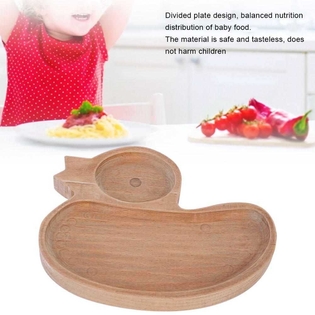 Wooden Cute Plate Divided Dish Bowl Food Serving Tray for Kid ChildrenDuck