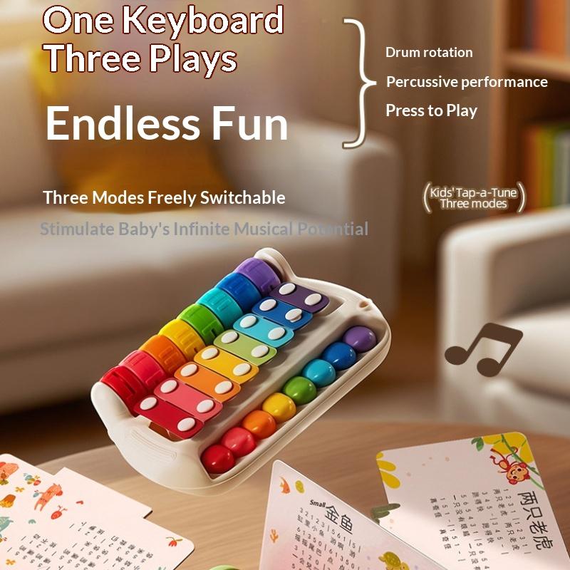8 Tone Baby Musical Instrument Toy 3 in 1 Multifunctional Hand Piano for Toddler Early Learning Playtime