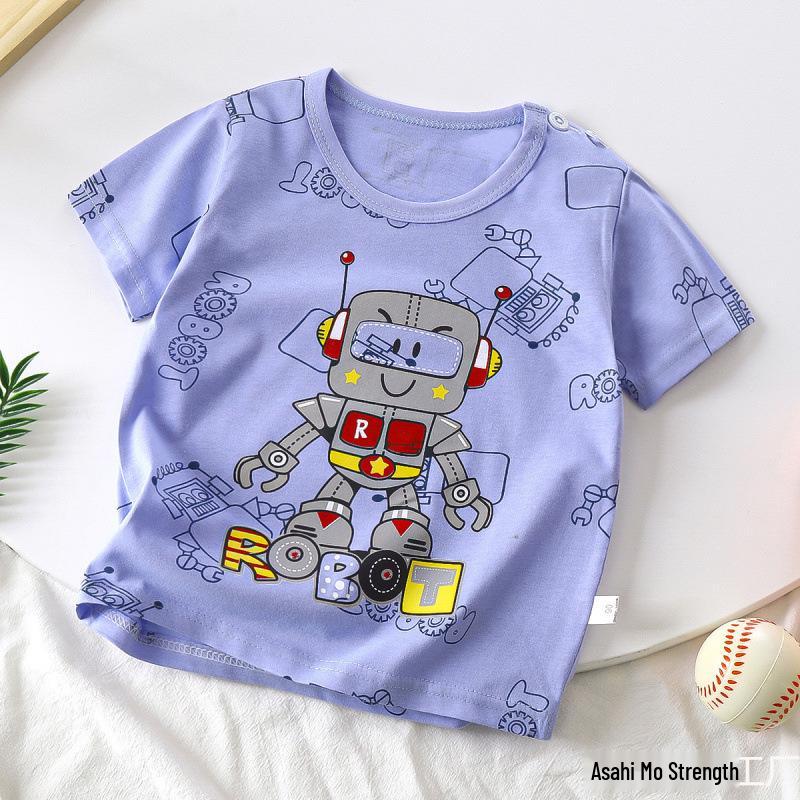 Kids' Cartoon Short Sleeve T-Shirt: Korean Style for Boys and Girls