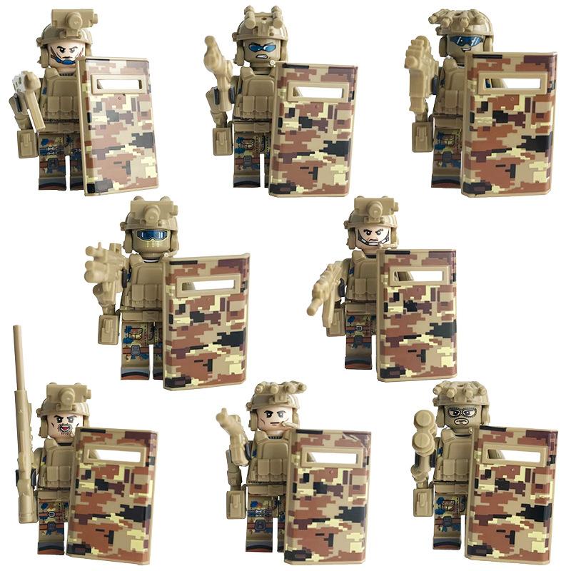 

Военный призрак Спецназ строительный блок кукла щит оружие Восьмисторонний добровольческий армейский спецназ головоломка сборная игрушка