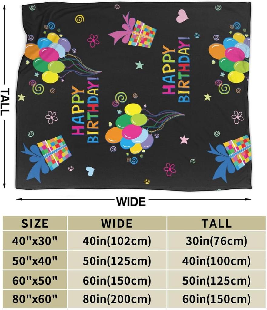 Happy Birthday Blanket Soft Lightweight Throw Blankets Cozy Flannel Bed Throws for Sofa Couch Travel Home Room Bedroom Decor Gif