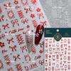 Delicate White Lace Bowknot Simulated Fabric Ribbon Silver Stamped Noble Rhinestone 5D Adhesive Nail Art Sticker Manicure Decal