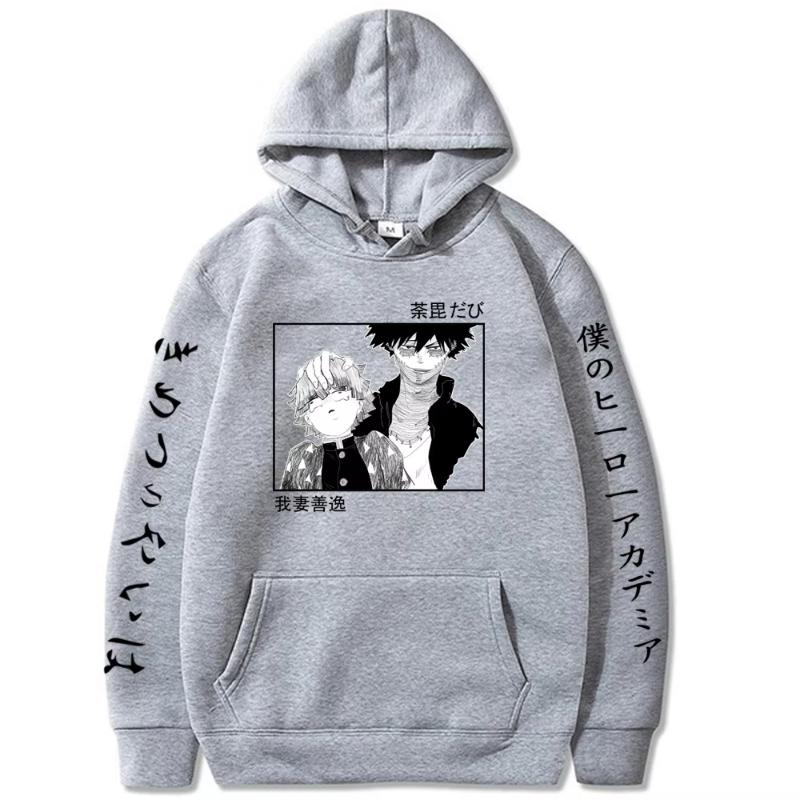 Japan Funny Anime My Hero Academia Dabi Print Hoodies Men Women Harajuku Cartoon Demon Slayer Agatsuma Zenitsu Sweatshirt
