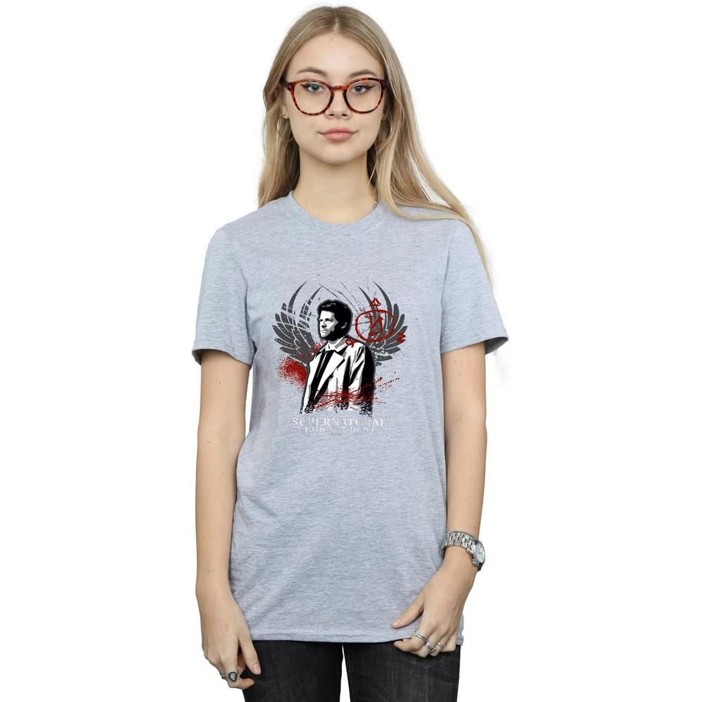 Supernatural Womens/Ladies Join The Hunt Wings Boyfriend T-Shirt