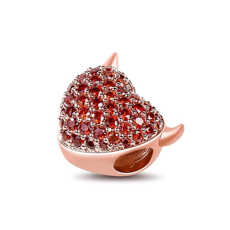 New Copper Charm Rose Gold Infinity Heart Bead Fit Snake Chain Bracelet Necklace Women Diy Jewelry