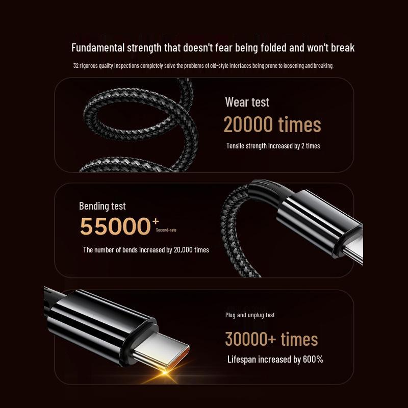 6A Type-C Data Cable for Huawei, Honor, Xiaomi - 66W Super Fast Car Charger