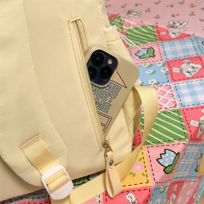 Women's Solid Color Large Capacity Backpack Student Schoolbag