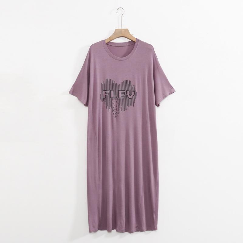 

Новое летнее стильное платье с принтом, тонкое, свободного кроя, большого размера, повседневное и стройнящее, средней длины one size фиолетовый