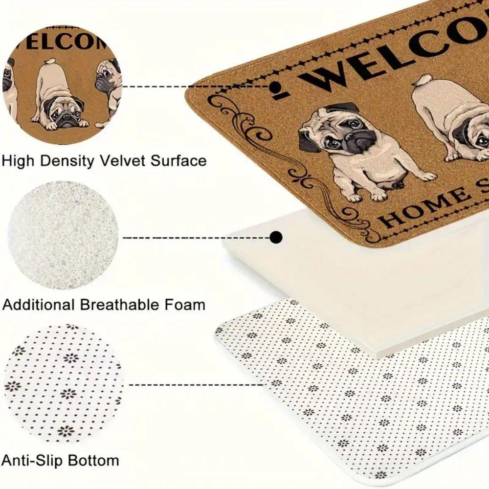 VIKAMA Cute Pomeranian Dog Mat - Soft and Slip-resistant Floor Mat for Bedroom, Kitchen Entrance, Carpet for Home Decoration