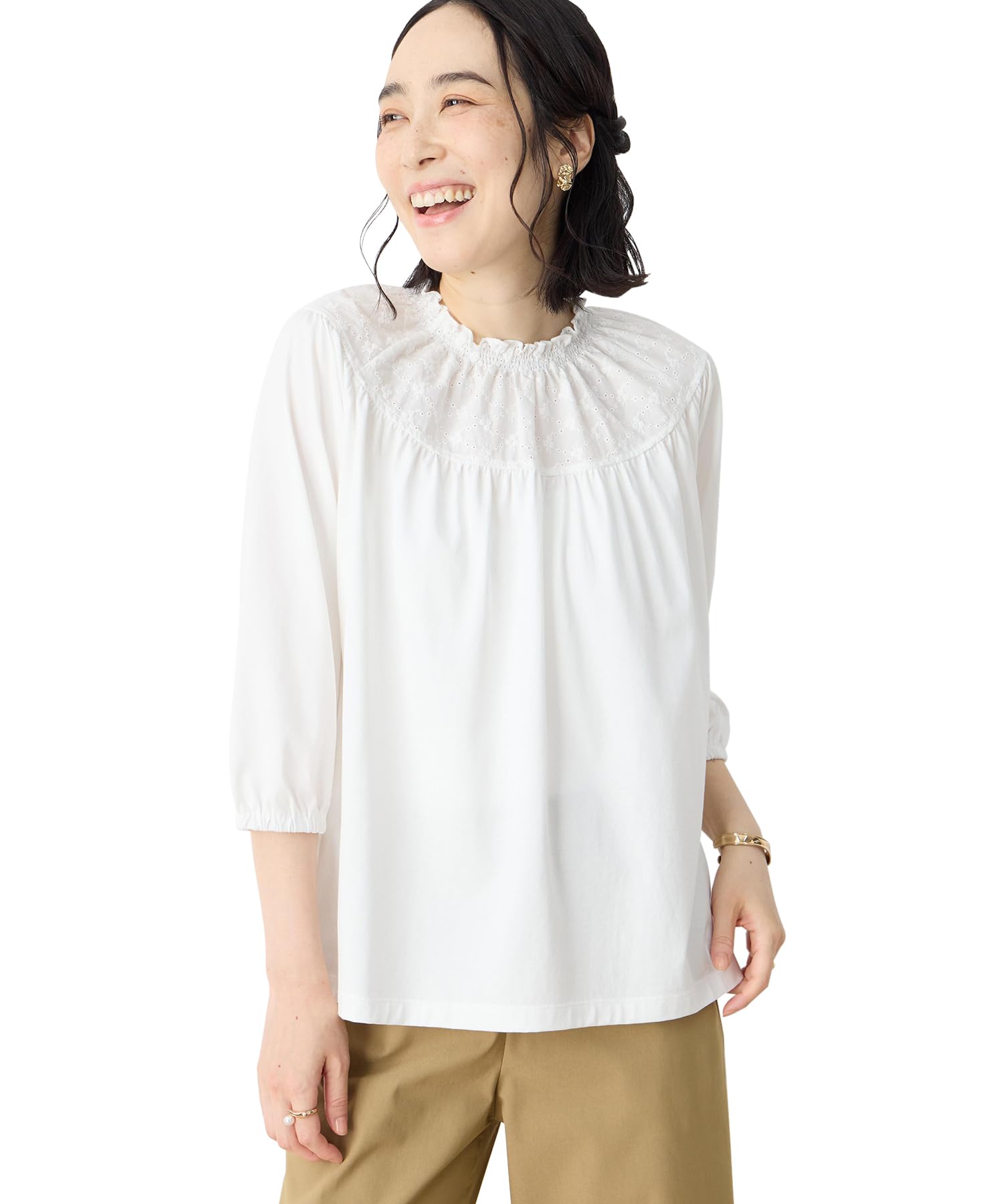 

DECOY Shirred Collar Docking White Pullover, Women s, 491223, белый