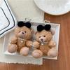 Soft Plush Bear Hanging Ornament Fashionable Soft Bear Keychain with Bowknot Plush Key Accessory for Stylish Bags