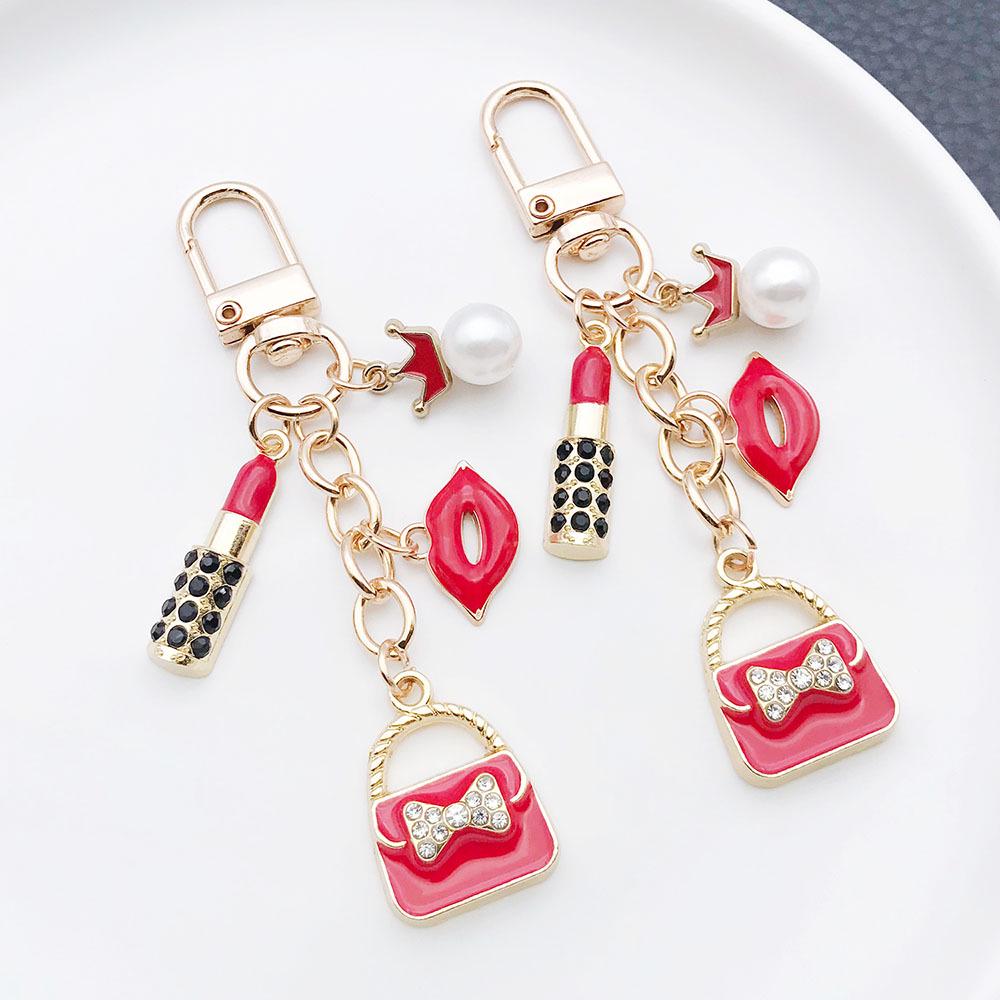 Rote Krone Perlen Lippenstift Münzbörse & Schlüsselanhänger Ornament