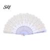 Lightweight Folding Fan Vintage Carved Plastic Ribs Hand Held Portable Chinese Style Summer Cooling Wedding Dance Party Performance Props Handheld