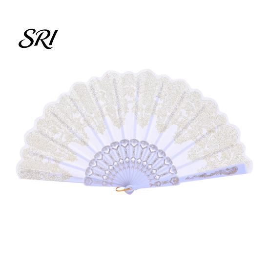 Lightweight Folding Fan Vintage Carved Plastic Ribs Hand Held Portable Chinese Style Summer Cooling Wedding Dance Party Performance Props Handheld