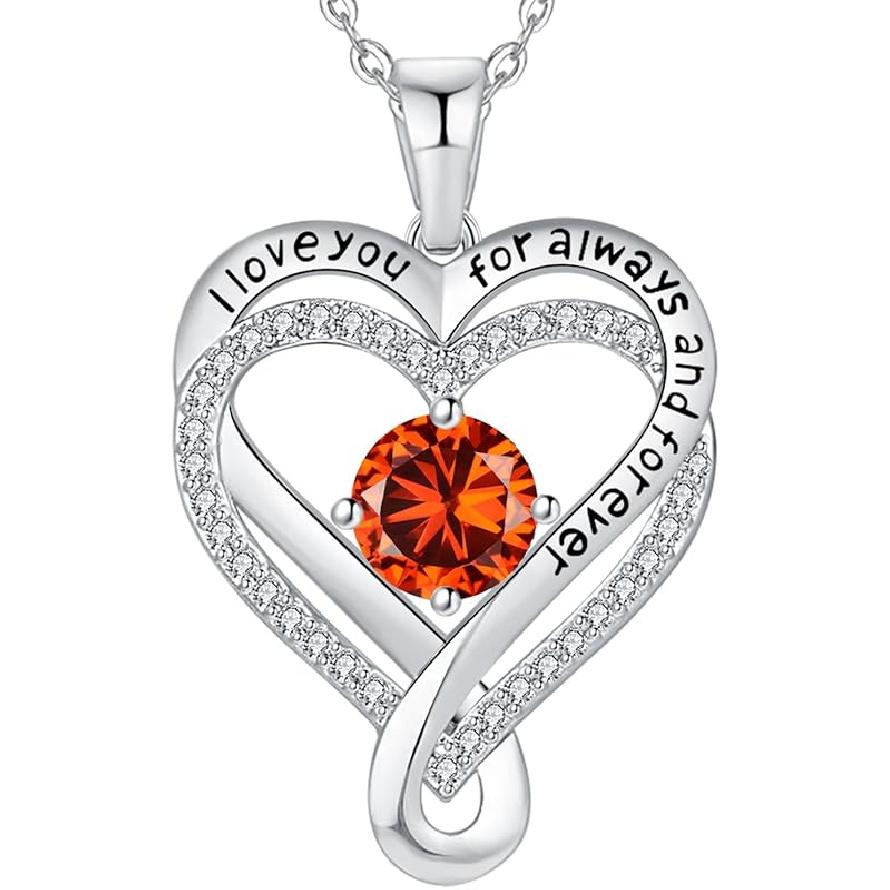 Schmuck für Frauen Ehefrau Unendlichkeit Herz Geburtsstein Ich Liebe Dich Halskette S925 Jubiläum Frauen Halsketten Geschenk für Freundin Mutter Tochter Sterling