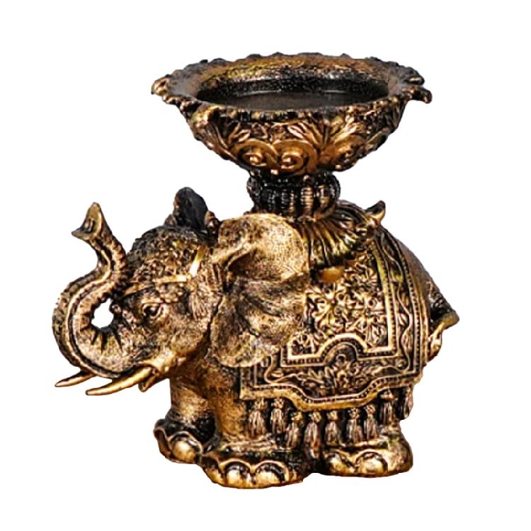 Porta-velas Elefante da Sorte Riqueza Estátua de Resinas Animais Castiçais para Velas Tealight