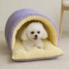Pet House Bed Non-Slip Base Removable Washable Cover Cave Design Washable Cat Bed with Zipper Indoor Outdoor Portable Nest