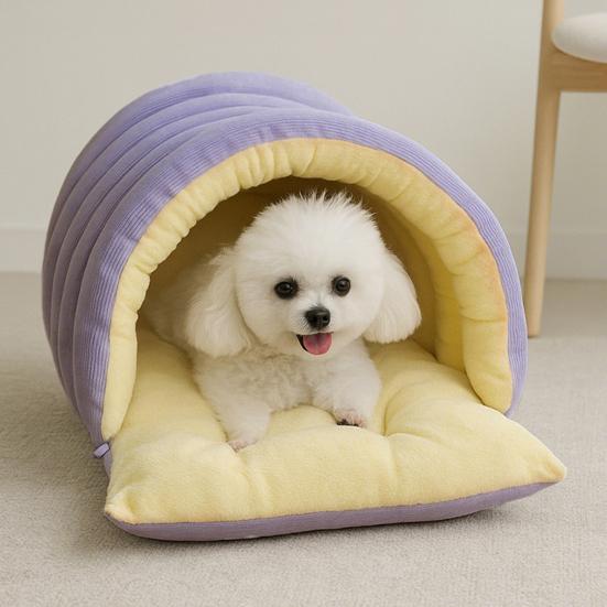 Pet House Bed Non-Slip Base Removable Washable Cover Cave Design Washable Cat Bed with Zipper Indoor Outdoor Portable Nest