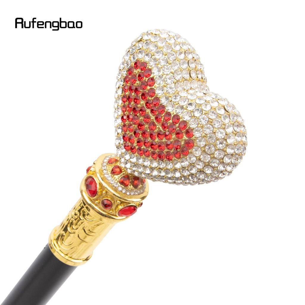 White Red Love Artificial Diamond Walking Cane Fashion Decorative Walking Stick Gentleman Elegant Cosplay Cane Crosier 97cm