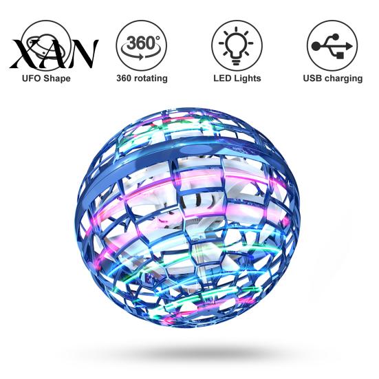 Magic Hover Orb Ball Toy with Colorful Light 360-degree Rotating UFO Sphere Remote Control Night Flying Drone Boomerang Fidget Spinner Indoor Outdoor